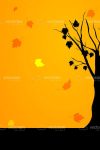 Silhouette Tree on Orange Background